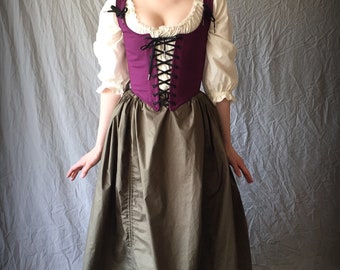 Renaissance Festival Ensemble, 3 piece Corset Bodice, Long Skirt, Chemise, you choose the color, small-plus size or custom made Ren Faire