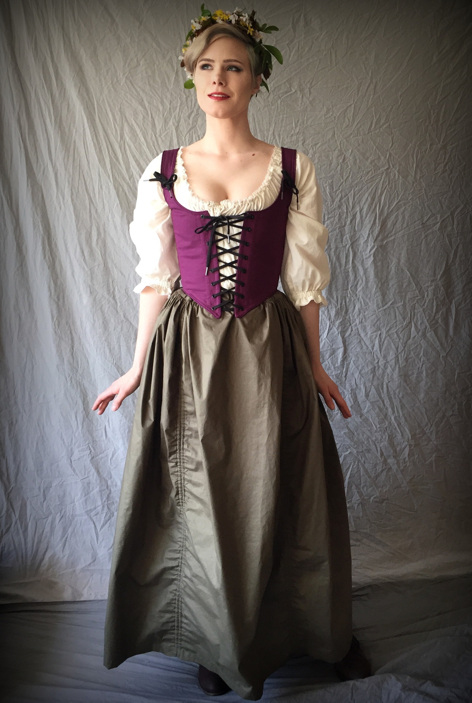 front /& back lacing Ren Faire Costume Wench Bodice made to measure custom size Elegant Renaissance Festival Corset your choice of fabric