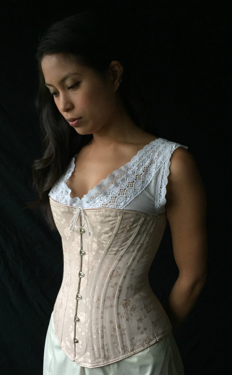 Victorian V-Neck Lace Chemise, adjustable satin ribbons off the shoulder historic underwear, costume cosplay under corset all sizes to Plus image 4