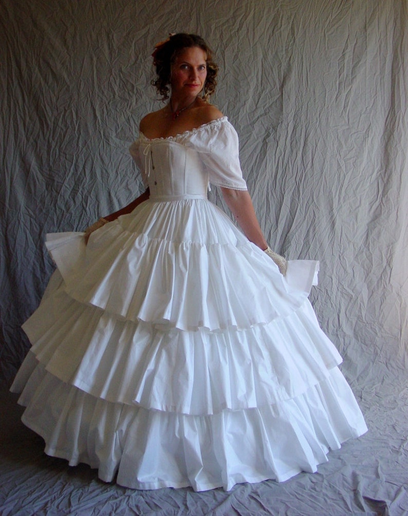 3 Tiered Ruffled Petticoat Civil War Era Historic skirt, historical costume cosplay hoop skirt, 19th century dress, 1800s fashion image 3