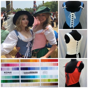 Any Custom Color Ren Faire Corset-choose any color front & back lacing Renaissance Festival Costume Wench Bodice made to measure custom size image 3