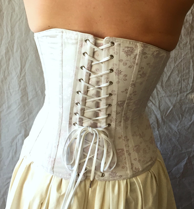 Victorian Corset, c.1880 Alice Bridal Corset, Brocade Steel Boned with Spoon busk front closure, Victorian Clothing Costume Cosplay Corset image 9