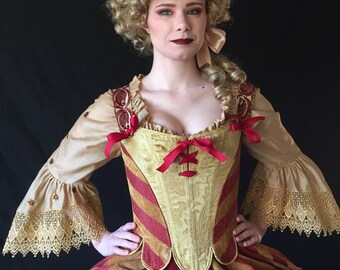 18th Masquerade Circus Costume Ensemble, Piece Set, Corset