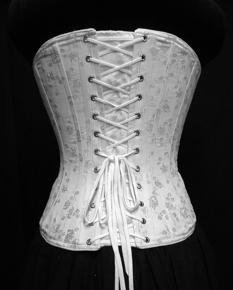 Victorian Corset, c.1880 Alice Bridal Corset, Brocade Steel Boned with Spoon busk front closure, Victorian Clothing Costume Cosplay Corset image 2