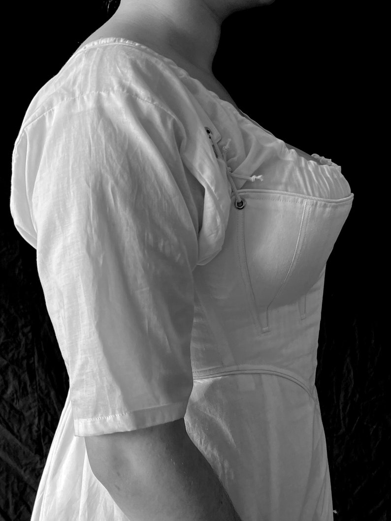 Regency Half Stays, Jane Short Corset, adjustable straps back lacing Romantic Jane Austen costume cosplay empire gussets Cotton Coutil, image 7