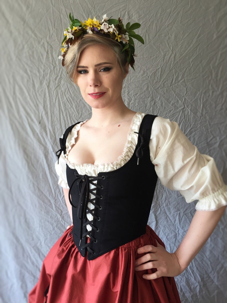 Any Custom Color Ren Faire Corset-choose any color front & back lacing Renaissance Festival Costume Wench Bodice made to measure custom size image 6