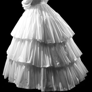 3 Tiered Ruffled Petticoat Civil War Era Historic skirt, historical costume cosplay hoop skirt, 19th century dress, 1800s fashion image 4