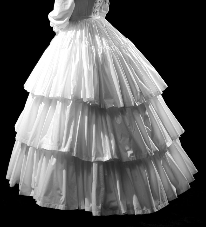 3 Tiered Ruffled Petticoat Civil War Era Historic skirt, historical costume cosplay hoop skirt, 19th century dress, 1800s fashion image 4