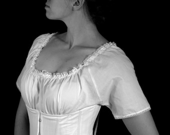 Short Sleeved Chemise Shirt, Delicate Cotton Batiste- Short Sleeve, all sizes historic underwear costume cosplay reenactment modest