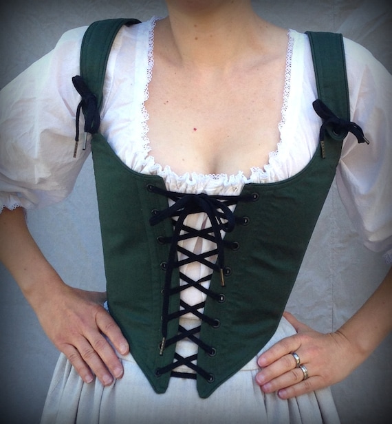 Forest Green Renaissance Festival Corset Bodice, Front and Back Lacing Ren  Faire Costume Wench Witch Bodice Made to Measure or Custom Size 