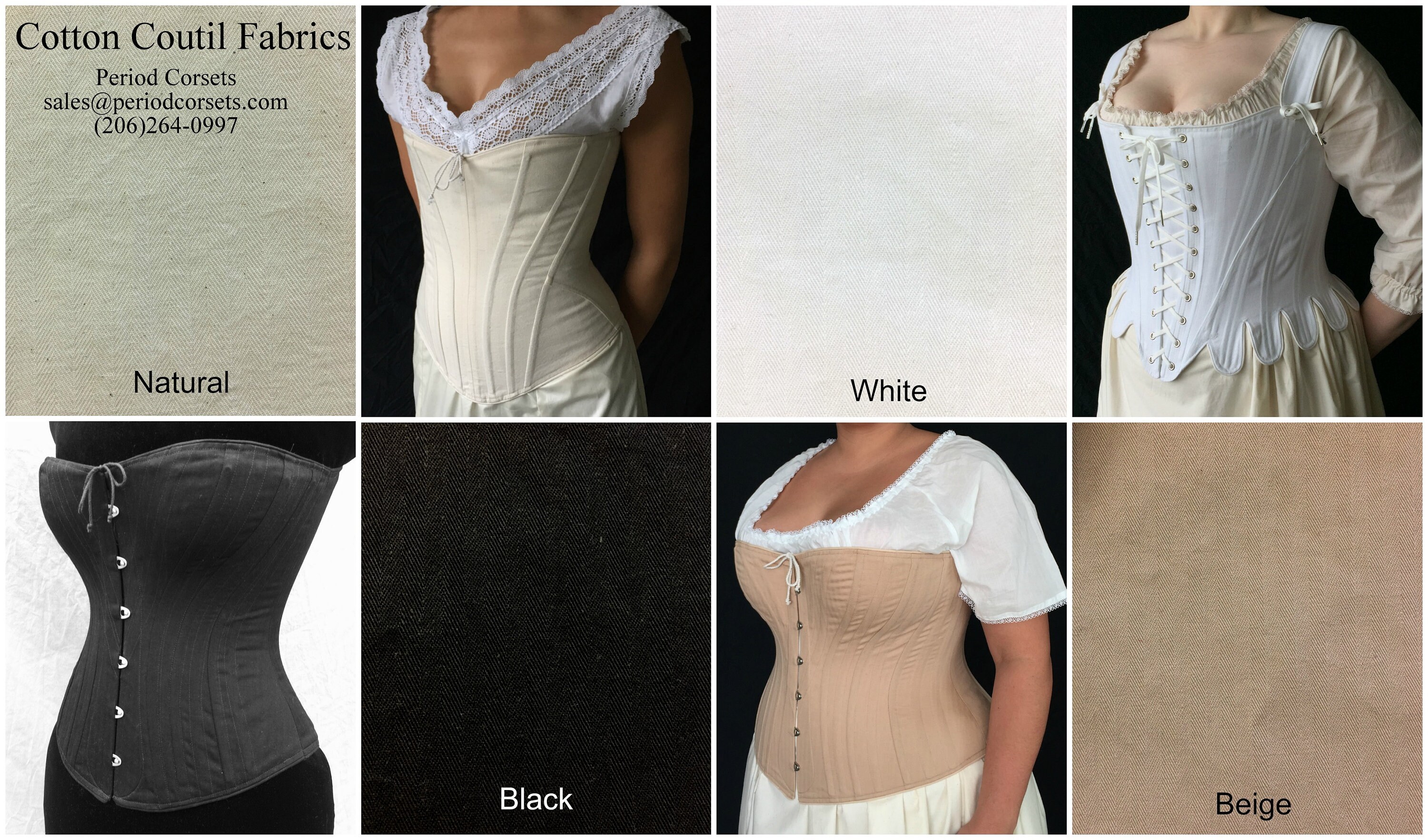 Underbust Waist Cinch Corset Victorian C. 1900 Lilly, Cotton Coutil Waspie  Small Through 2XL, Custom Sized, Plus Size Full Figured Hourglass 