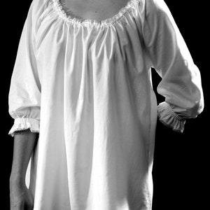 3/4 Sleeve Chemise Shirt Rustic Peasant Wench Renaissance Faire Costume Cotton Batiste Chemise, Three Quarter Length cosplay Plus size image 2