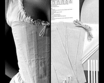 Corset Making Kit- 18th century Stays, Judy - Cotton Coutil, all sizes small to plus size, for historical costumes and cosplay