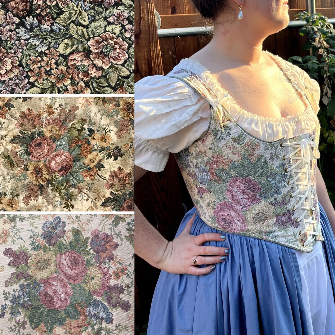 Cottagecore 4 Color Floral Tapestry Renaissance Festival Corset, Color ...
