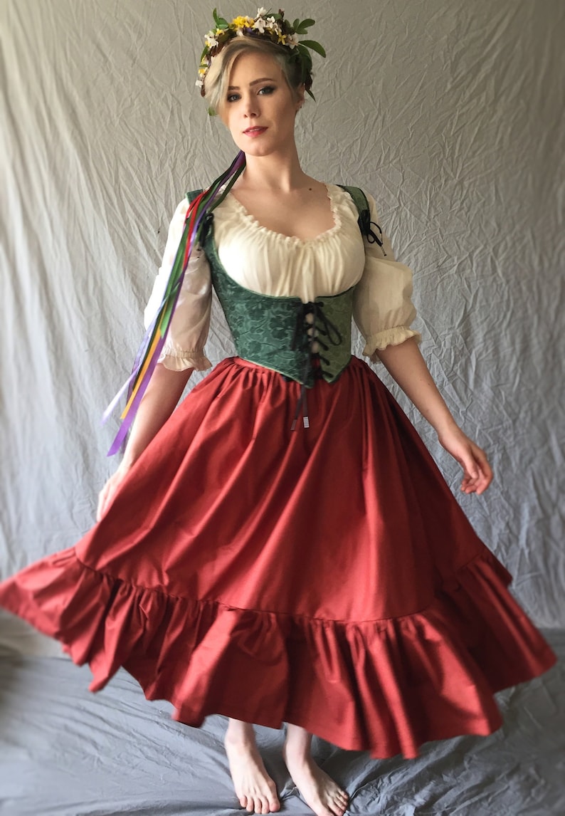 Renaissance Faire Festival Skirt Hi Low Ruffled Adjustable Etsy