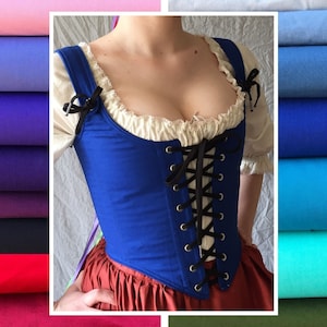 Ren Faire Corset Bodice-12 Color Options- front & back lacing Renaissance Festival Costume Wench Bodice made to measure in custom size S-4X