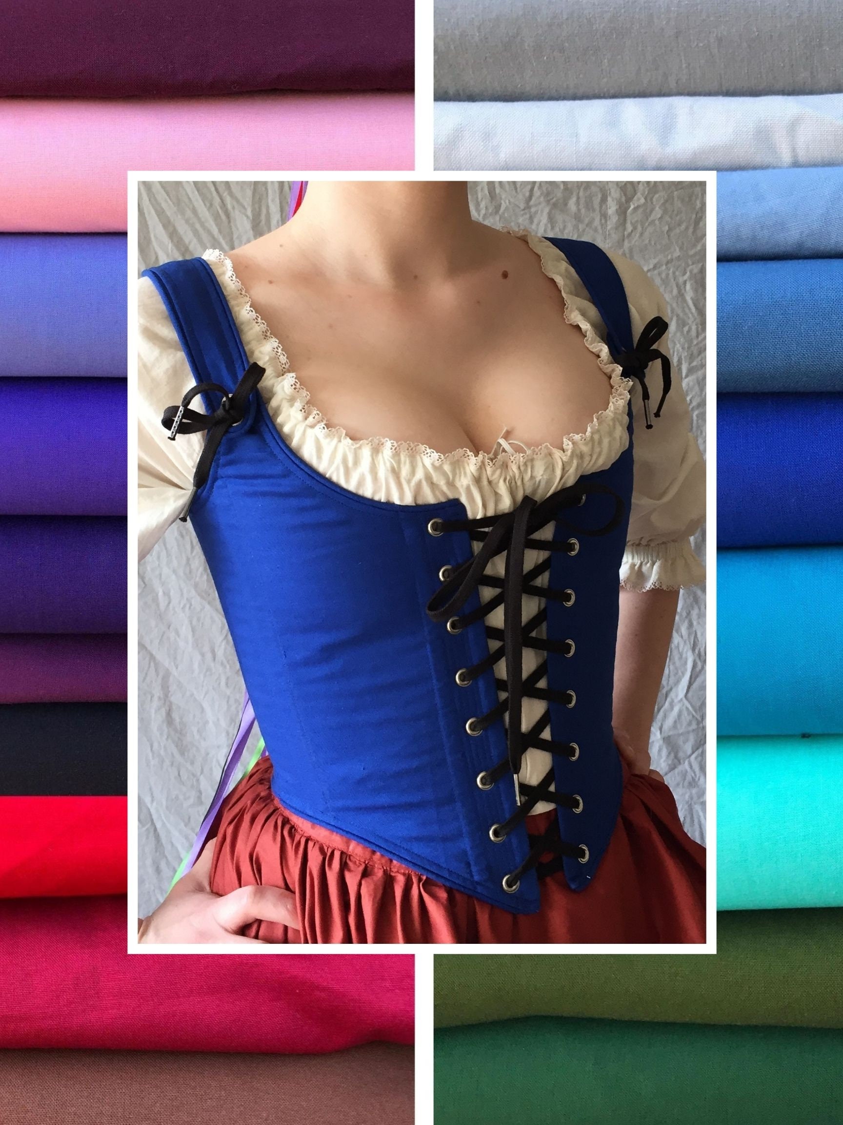 4 Color Brocade Renaissance Festival Wench Corset Bodice Straps Harlequin  Laces Front & Back Ren Faire Costume, Any Colors You Pick Custom 