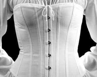 Victorian Corset Civil War Classic Hourglass with Busk Julia c.1860 Corset Cotton Brocade Coutil, for all sizes small to plus reenactment