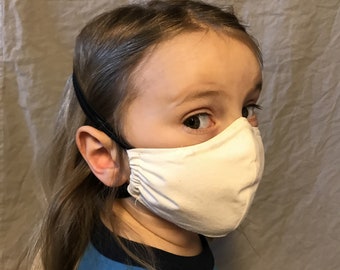 Protective Masks for Kids, 2 layer 100% cotton shaped with pocket for filter, nose wire, child size upcycled washable reusable free US ship