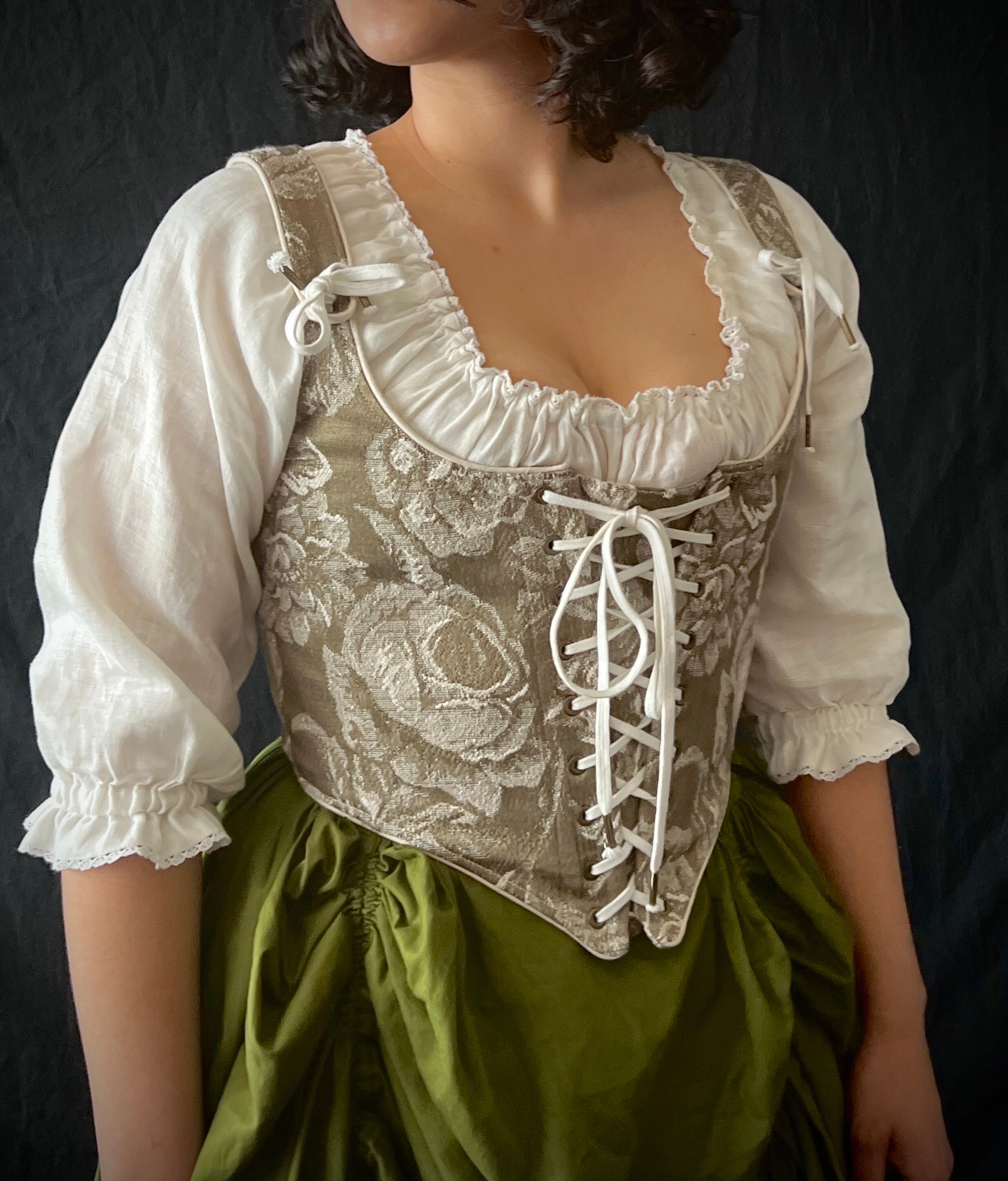 Cottagecore Sage Green Floral Tapestry Renaissance Festival Corset ...