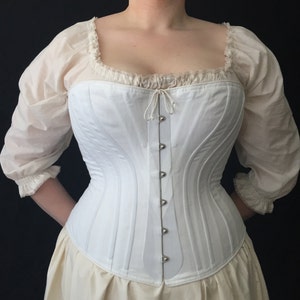 Victorian Corset Plus Size c. 1880 in Cotton Coutil or Brocade, front opening spoon busk, costume cosplay curvy hourglass made to measure image 4