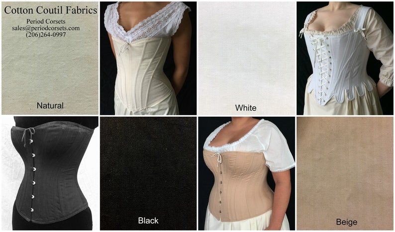 Victorian Corset Plus Size c. 1880 in Cotton Coutil or Brocade, front opening spoon busk, costume cosplay curvy hourglass made to measure image 5