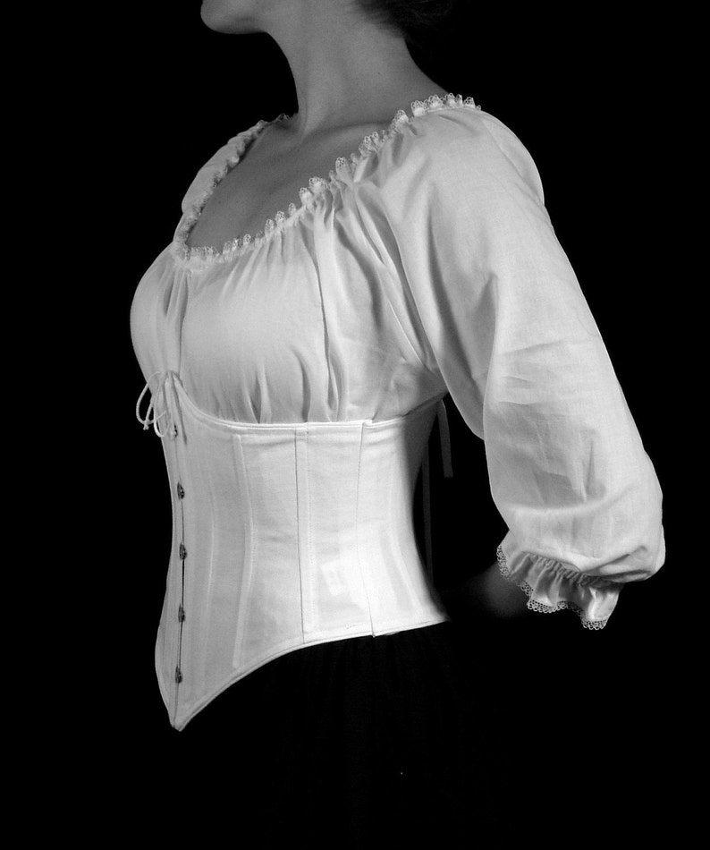 3/4 Sleeve Chemise Shirt Rustic Peasant Wench Renaissance Faire Costume Cotton Batiste Chemise, Three Quarter Length cosplay Plus size image 3