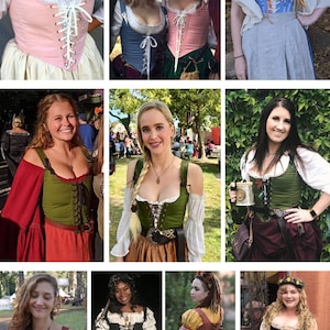 Any Custom Color Ren Faire Corset-choose any color front & back lacing Renaissance Festival Costume Wench Bodice made to measure custom size image 4
