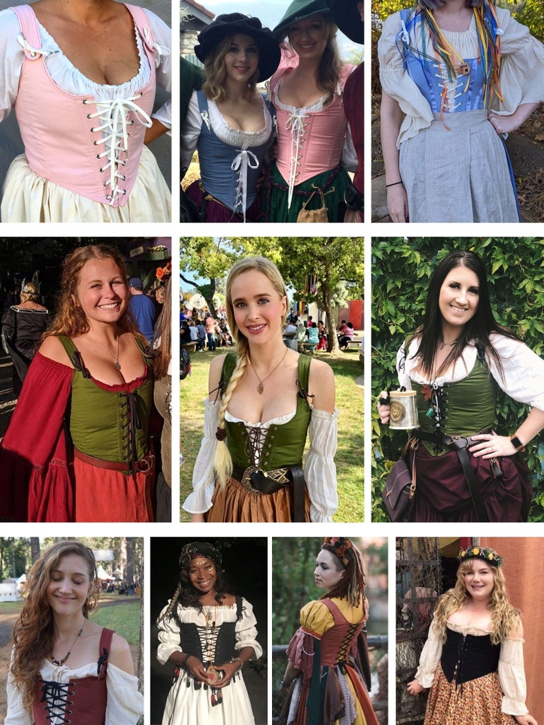 Any Custom Color Ren Faire Corset-choose any color front & back lacing Renaissance Festival Costume Wench Bodice made to measure custom size image 4