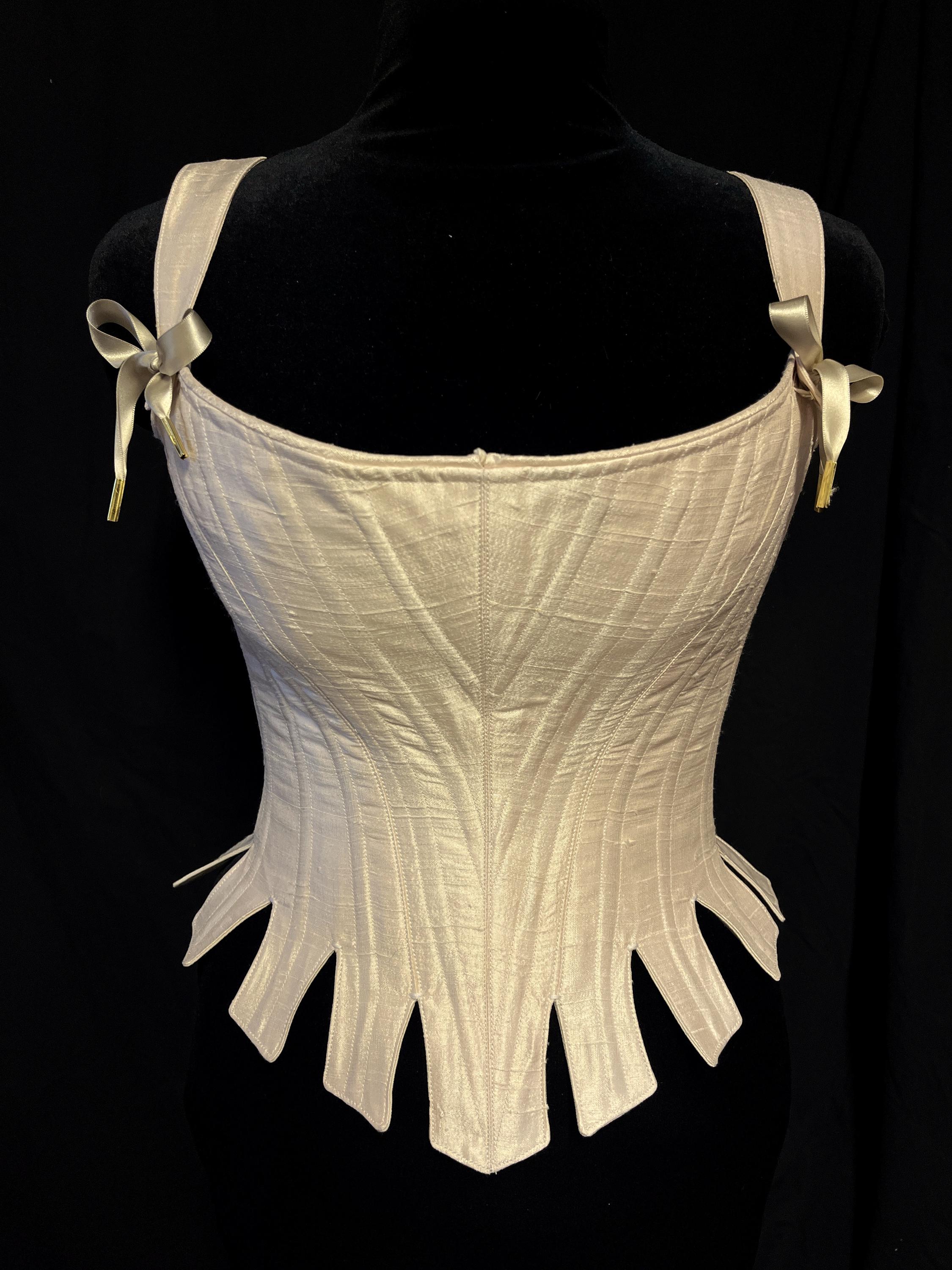 Custom Silk 18th Century Stays C.1725 Louisa Corset Tabs & Straps
