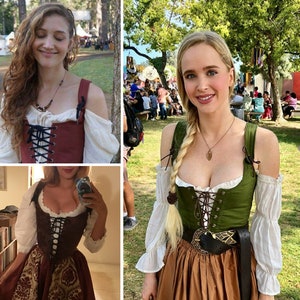 Any Custom Color Ren Faire Corset-choose any color front & back lacing Renaissance Festival Costume Wench Bodice made to measure custom size image 9