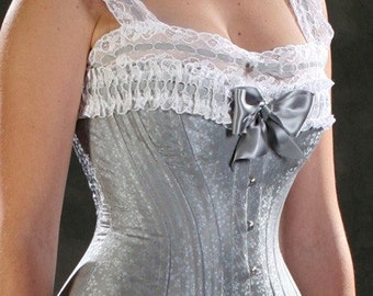 Design your own bespoke Victorian Era corset, 19th Century Reenactment Corset with trim, garters and your choice of fabrics custom materials