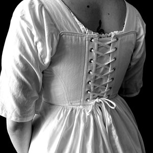 Regency Half Stays, Jane Short Corset, adjustable straps back lacing Romantic Jane Austen costume cosplay empire gussets Cotton Coutil, image 6