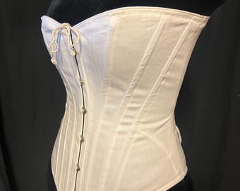 S Bend Edwardian Corset c.1905 Mae with busk, front opening, S curve hourglass Coutil, all sizes small-plus custom measurements