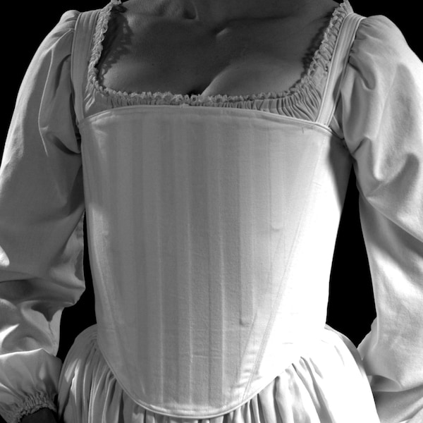 Tudor Elizabethan Stays Cotton Coutil all sizes, c. 1560 Anna corset, historical undergarment costume Shakespearean Renaissance Fair 16th c.