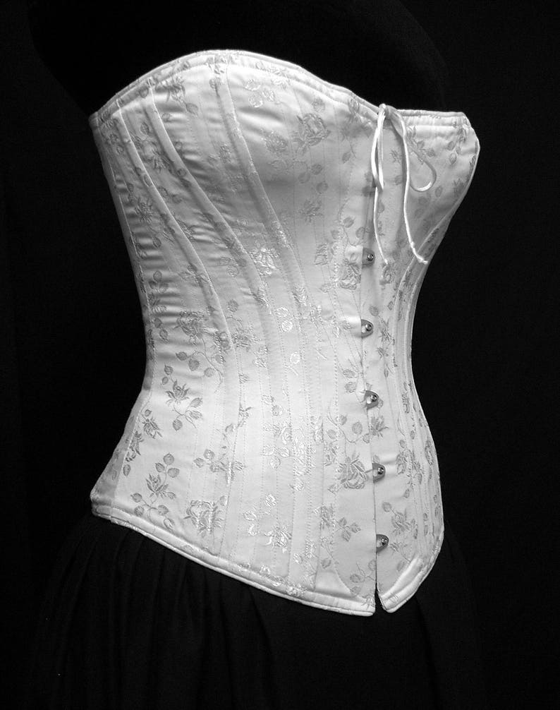 Victorian Corset, c.1880 Alice Bridal Corset, Brocade Steel Boned with Spoon busk front closure, Victorian Clothing Costume Cosplay Corset image 1