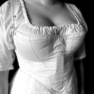 Regency Half Stays, Jane Short Corset, adjustable straps back lacing Romantic Jane Austen costume cosplay empire gussets Cotton Coutil, image 3