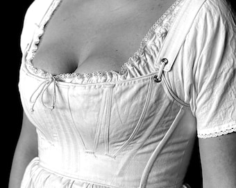 Romantic Regency Short Stays, c.1805 Penelope Corset, Cotton Coutil,adjustable straps back lacing Jane Austen costume cosplay empire gussets