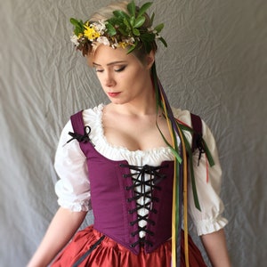 Any Custom Color Ren Faire Corset-choose any color front & back lacing Renaissance Festival Costume Wench Bodice made to measure custom size image 5