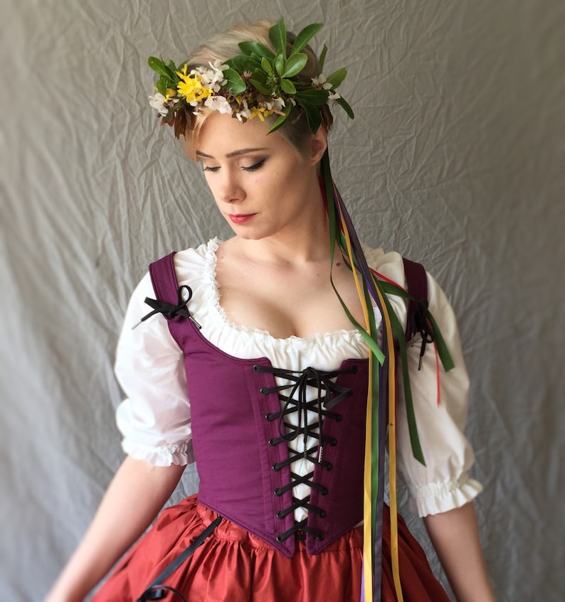 Any Custom Color Ren Faire Corset-choose any color front & back lacing Renaissance Festival Costume Wench Bodice made to measure custom size image 5