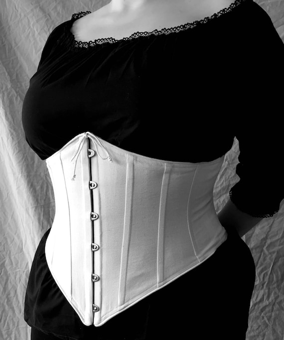 Plus Size Underbust Waist Cinch Corset Victorian C. 1900 Cotton Coutil  Waspie Curvy, Custom Sized, Full Figured Hourglass Made to Measure 