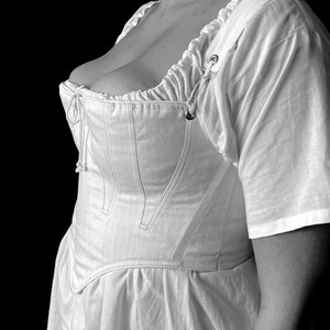 Regency Half Stays, Jane Short Corset, adjustable straps back lacing Romantic Jane Austen costume cosplay empire gussets Cotton Coutil, image 5