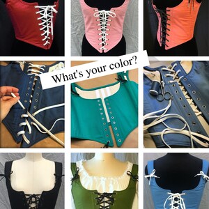 Any Custom Color Ren Faire Corset-choose any color front & back lacing Renaissance Festival Costume Wench Bodice made to measure custom size image 2