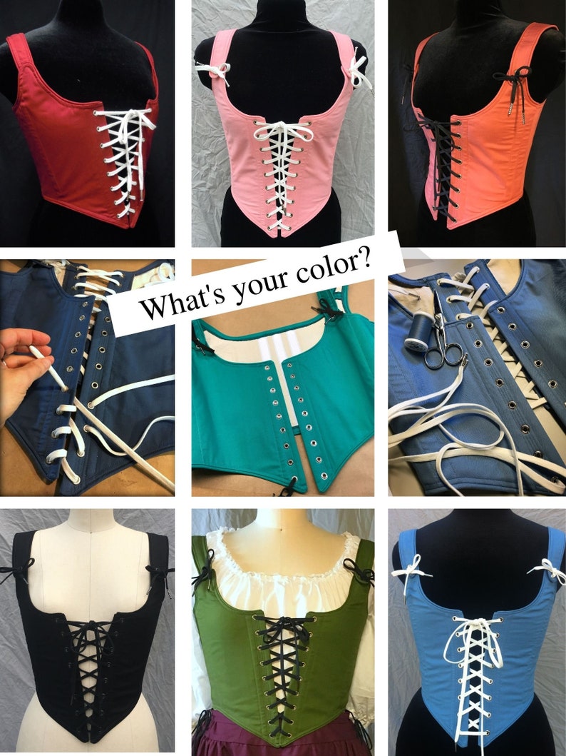 Any Custom Color Ren Faire Corset-choose any color front & back lacing Renaissance Festival Costume Wench Bodice made to measure custom size image 2