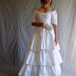 3 Tiered Ruffled Petticoat Civil War Era Historic skirt, historical costume cosplay hoop skirt, 19th century dress, 1800s fashion image 10