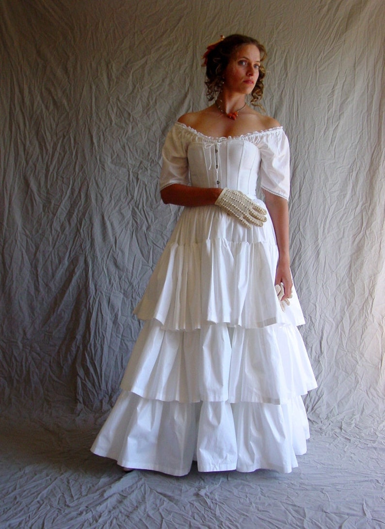 3 Tiered Ruffled Petticoat Civil War Era Historic skirt, historical costume cosplay hoop skirt, 19th century dress, 1800s fashion image 10