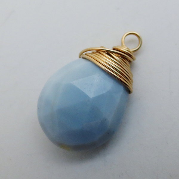 Oregon Owyhee Blue Opal Gemstone Gold Filled Briolette Charm Qty 1