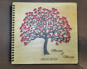 Personalized wooden book with your desired text | individual gift | birthday | love | wedding | guest book | notebook | gift idea
