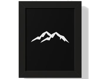 Minimalist Mountain Framed Print - Black and White Nature Art