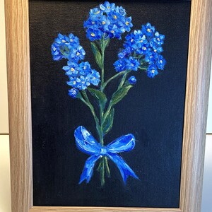 Forget-me-nots Original Oil Painting Blue Flowers Artwork Painting Impasto Floral Painting Bright Artwork Home Gift Gift For Her